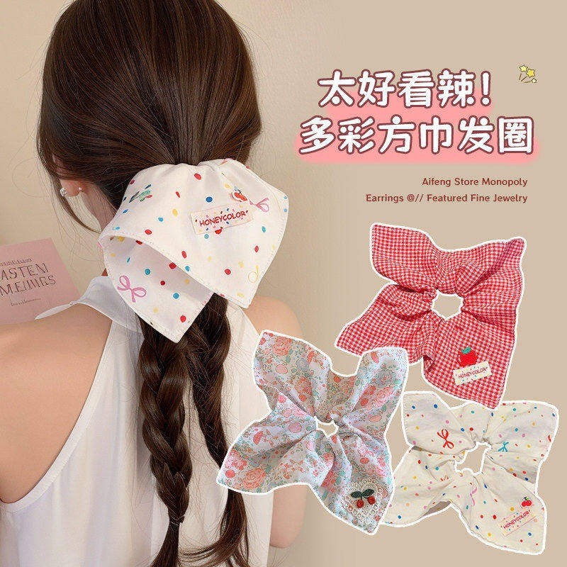 Khăn vuông thời trang Hàn Quốc Dây buộc tóc ruột lớn Dây cao su thanh lịch dành cho nữ