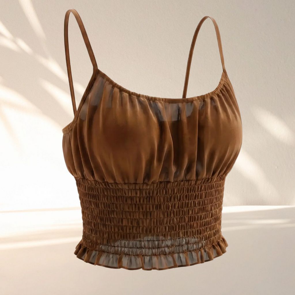 Áo Croptop Nữ Xếp Li Dây Đeo Mảnh