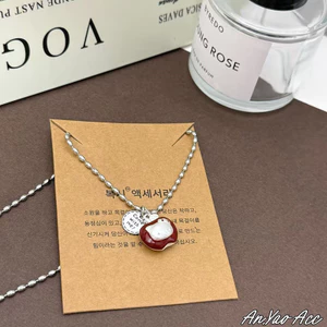 Ngọt Ngào Dễ Thương Đầu Mùa Xuân Niche Vui Nhộn Nhỏ Giọt Glaze Đỏ Apple HelloKitty Mặt Dây Chuyền Vòng Cổ Phụ Kiện