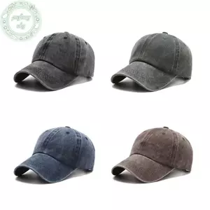 PUSKY Mũ Bóng Chày Giặt Denim Nam Nữ Mũ Vintage Hip Hop Mũ Màu Trơn Xương Ngoài Trời Thể Thao Thông Thường VN
