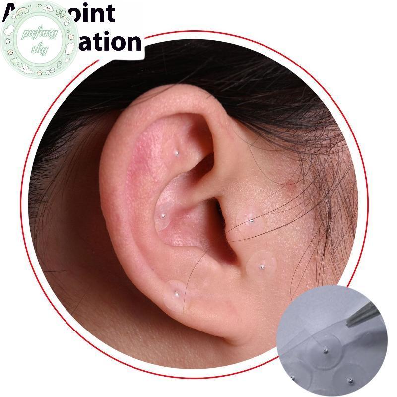 PUSKY 100 Chiếc Tai Đính Hạt Miếng Dán Auriculotherapy Thoáng Khí Bấm Tai Báo Chí Hạt Miếng Dán Stier Bấm Huyệt Hạt Miếng Dán VN