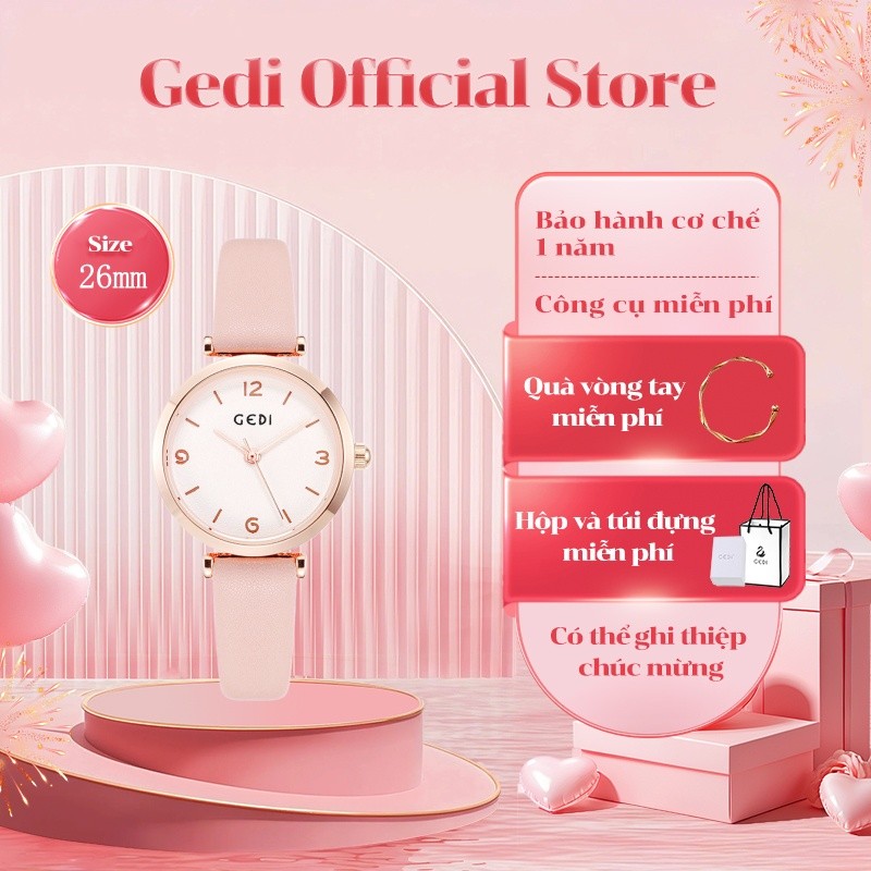 Đồng hồ nữ dây da GEDI chống thấm nước 5106 hộp quà tặng miễn phí