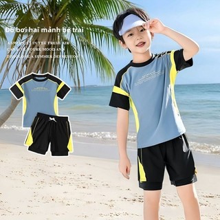 Đồ bơi bé trai 2 mảnh - áo ngắn tay quần short nhanh khô phong cách thể thao đi biển