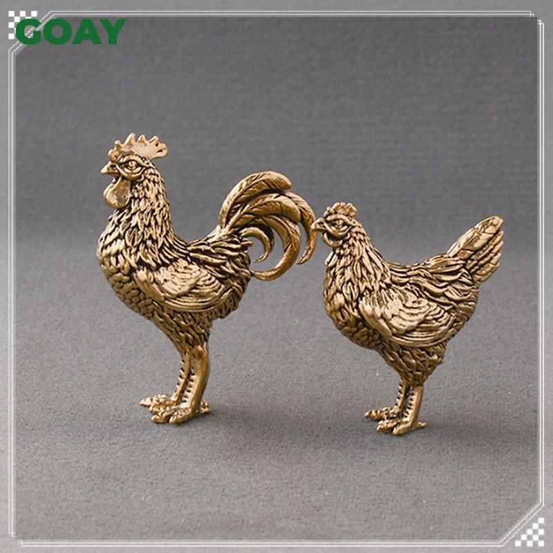 GOAY 1 / 2 Chiếc Thu Nhỏ Đồng Gà Trống Và Gà Mái Đồ Trang Trí Đồng Chắc Chắn Gà Trống Tượng Nhỏ Văn Phòng Để Bàn Đồ Trang Trí Trà Thú Cưng Thủ Công VN