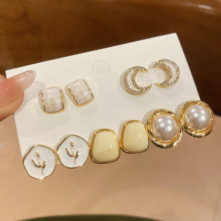 Trang sức Glaze hoa ngọc trai, bông tai retro thanh lịch, phụ kiện cao cấp dành cho nữ