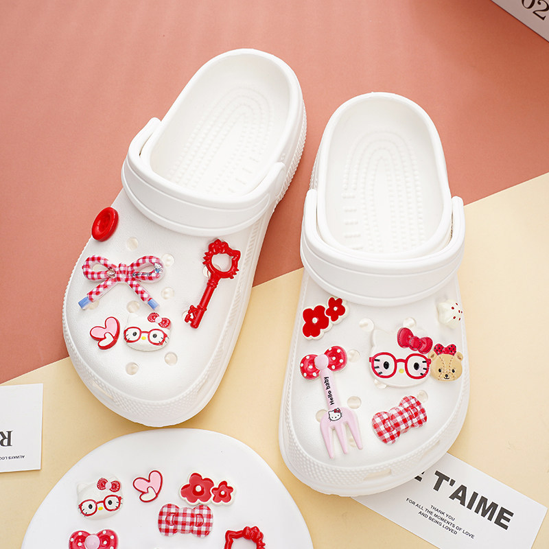 Phụ Kiện Giày Lỗ Dễ Thương Hellokitty Nơ Giày Hoa Thích Hợp Cho crocs Khóa Giày Có Thể Tháo Rời Khóa Giày Lỗ Khóa Giày Busch Khóa Giày Zhibixing ins Giày Hoa
