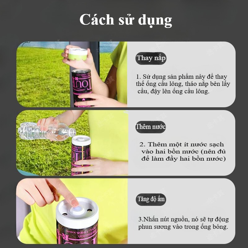 Máy tạo độ ẩm cầu lông di động, sạc TYPE-C, tăng độ bền khi thi đấu và tập luyện – máy tạo ẩm quả cầu lông