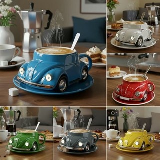 Cốc cà phê Volkswagen Beetle cổ điển - Cốc phong cách ô tô nhiều màu để trang trí máy tính để bàn