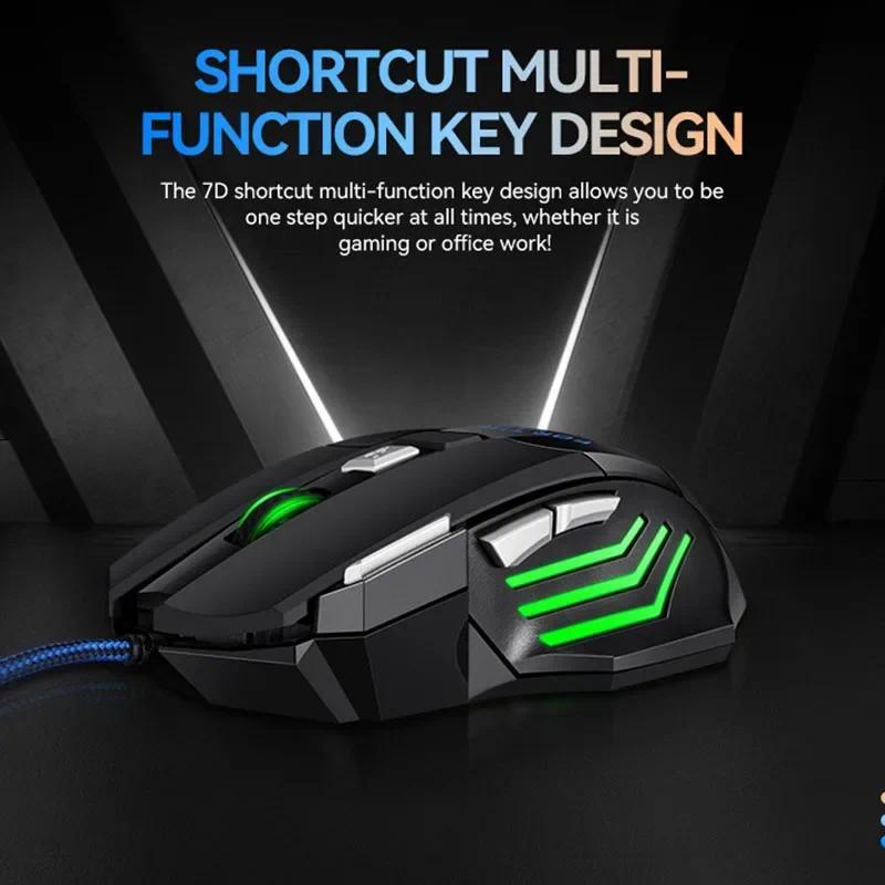 2026 Chuột Chơi Game Có Dây USB MỚI 7 Nút Đèn Nền Chuột Công Thái Học 2400 DPI Đèn Nền Có Thể Điều Chỉnh Chuột Quang Cho PC Game Thủ Máy Tính Để Bàn