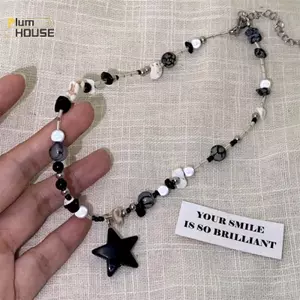 Dây chuyền ngôi sao đính hạt vintage gothic, phù hợp xu hướng K-pop và Y2K