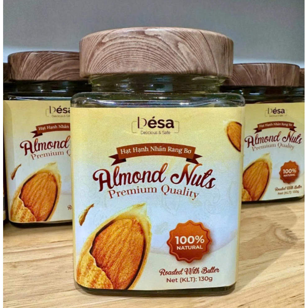 Hạnh Nhân Rang Bơ Desa 130g Hũ Thủy Tinh Cao Cấp Thơm Ngon Giòn Rụm, Quà Tết Sang Trọng Cho Lễ Tết
