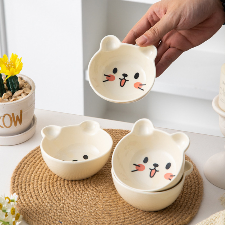 Bát Sứ Ăn Dặm, Chén Ăn Dặm Cho Bé, Bát Sứ In Hình Thỏ, Mèo Đáng Yêu BAT056