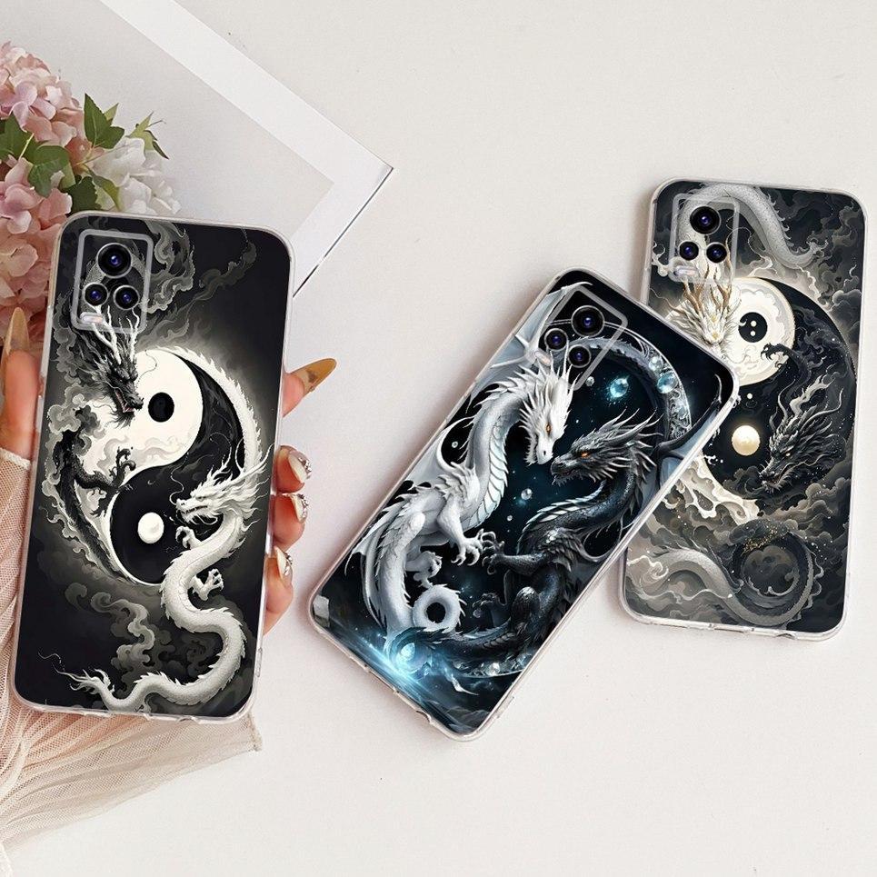 Dành Cho Vivo V20 SE V2022 V2023 V2024 Vivo Y70 Ốp Lưng Điện Thoại Rồng Trung Quốc Mèo Dễ Thương Họa Tiết Hoạt Hình Vỏ Mềm Trong Suốt Silicon