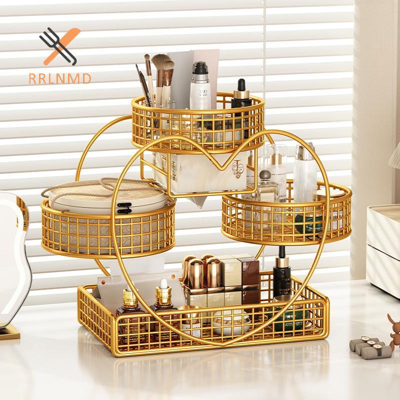 RRLNMD 1 Dụng Cụ Sắp Xếp Mỹ Phẩm Bằng Kim Loại Phủ Nhẹ Không Lắp Đặt Trang Điểm Lưu Trữ Ra Hiện Đại Vanity Để Bàn Kệ MỚI