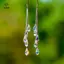 Bông tai nhỏ giọt nước đá zircon trắng, dây chuyền kim loại màu bạc, thanh lịch và sang trọng
