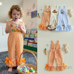 6M-5Y Bé Gái Phục Sinh Quần Áo Bunny Không Tay loe Quần Áo liền quần Ngày Lễ Đáng Yêu Romper