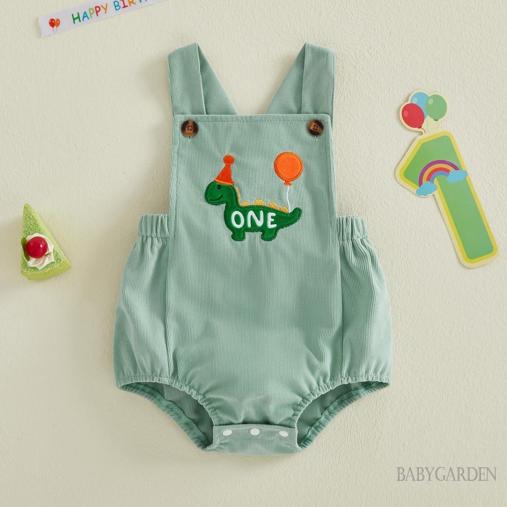 Bé Trai Sinh Nhật Áo Liền Quần Không Tay Cổ Vuông Động Vật Bóng Thêu Body Quần Áo Sơ Sinh