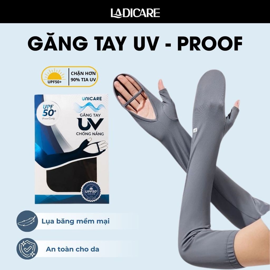 Găng Tay Chống Nắng UNICARE, Dài Tay Lụa Lạnh Mềm Mại, Che Phủ Toàn Tay, Nam Nữ, Chống Tia UV Siêu Hiệu Quả