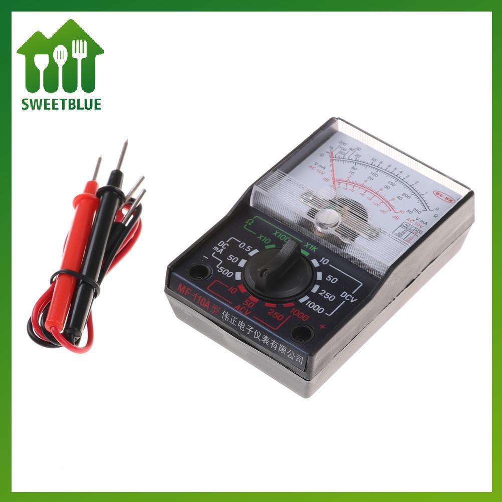 SWEET DC / AC 1000V Vôn kế 250mA Ampe kế 1K Đồng hồ đo điện trở Analog Đồng hồ vạn năng n