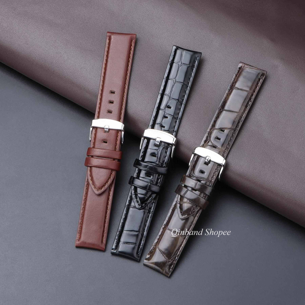 Dây đồng hồ da thật màu nâu cổ điển, thay thế 12–22mm, nam nữ, chống nước