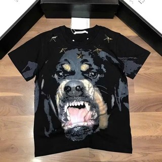 Áo Thun Chó Đính Ngôi Sao Vòng Cổ Double - Six. Áo Phông Cotton Dày Dặn .