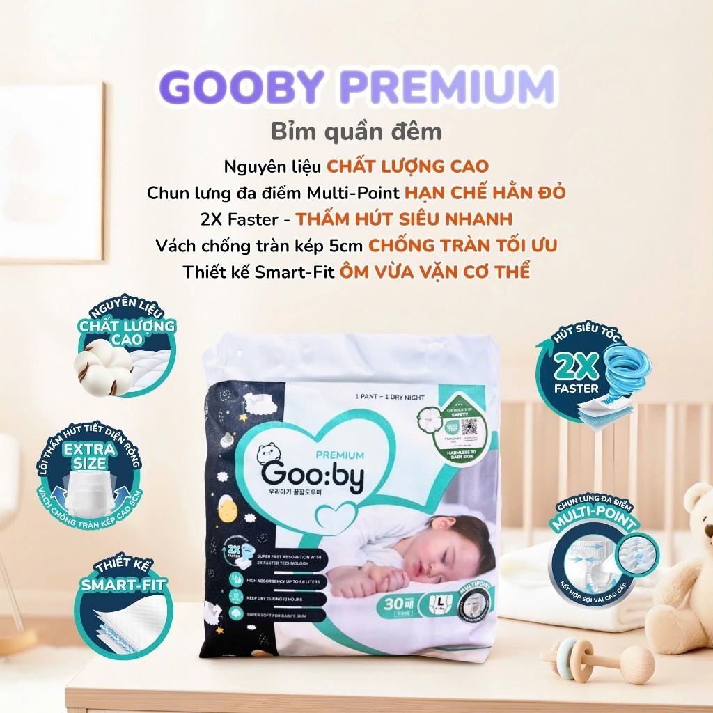 Tã Dán/Quần Gooby Extra/Premium – Chống Trào 12h đủ size NB/S/M/L/XL/XXL/XXXL