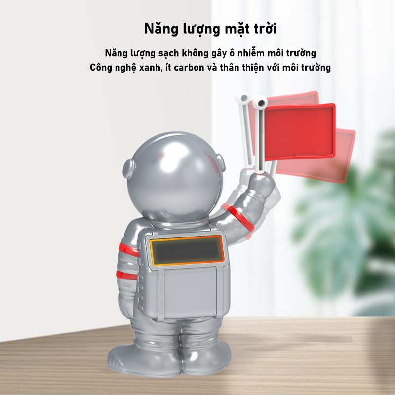 Mô Hình Phi Hành Gia Trang Trí Nội Thất Ô Tô - Gắn Taplo Xe Hơi, Sử Dụng Năng Lượng Mặt Trời, Tay Cầm Vẫy Chào Dễ Thương