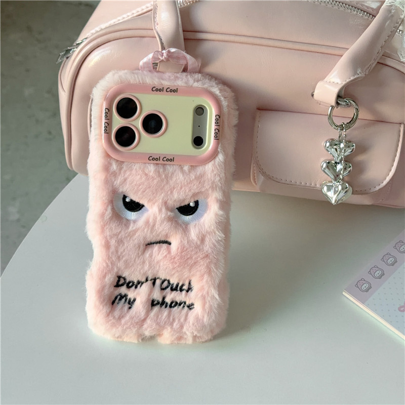 Biểu hiện ngộ nghĩnh Apple 16promax Plush iphone17pro / 14 Vỏ bảo vệ giá đỡ ống kính hoạt hình