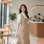 Đầm thiết kế cao cấp BEMINE cổ sơ mi giả yếm phối tweed dáng chữ A-T125