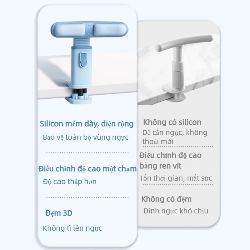 Giá đỡ cằm chống cận thị silicon mềm dày, điều chỉnh độ cao 1 chạm, chống gù lưng cho trẻ em