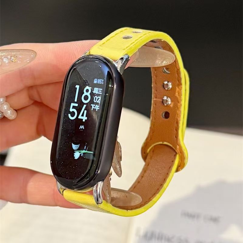 Vòng Da Thời Trang Cho Xiaomi Band 8 9 10 Dây Đeo Cho Mi Band 7 6 5 4 3 nfc Vòng Tay Dây Đeo Tay Phụ Kiện