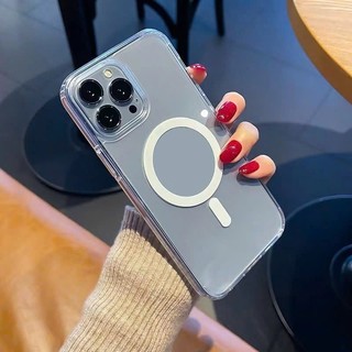 Ốp Lưng iPhone Trong Suốt Hỗ Trợ Sạc Từ Tính Không Dây Metal Ring , Bảo Vệ Camera - iP X/XS/11/12/13/14/15/16/17/Pro/Max