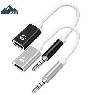 DTW 3.5mm Công cộng sang Loại C Tai nghe đầu phẳng sang đầu tròn Cáp chuyển đổi để kết nối tương tự với bộ chuyển đổi điện thoại di động Thể thao