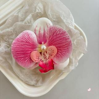 Kẹp tóc hình bướm phong lan với ngọc trai, hoa trang trí màu sắc tươi sáng, phù hợp cho nữ