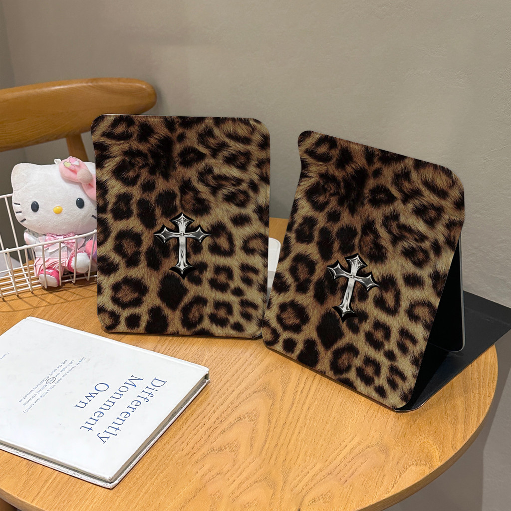 Leopard sọc chéo vật liệu bền đẹp phong cách thời trang cao cấp gấp gương trang điểm
