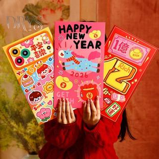 (TFT) Sáng Tạo Bất Ngờ Túi Xách Lớn Năm Mới Phong Bì Màu Đỏ Sinh Nhật Túi Màu Đỏ Truyền Thống Trung Quốc Dụ Tiền Túi 2026 Quà Tặng Năm Mới MỚI