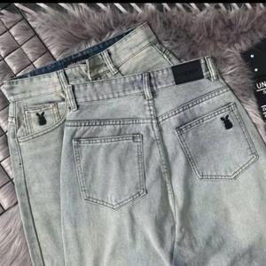 Quần Jean Nữ Ống Suông Thêu Thỏ Cạp Cao, Quần Bò Nữ Suông Rộng 2 Độ Dài 95cm & 102cm Hack Dáng Cực Xinh #8468 8469 8470