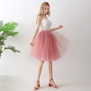 Váy phồng SMILE, Váy ngắn Tutu màu trơn, Váy vải tuyn lưng cao mềm mại thanh lịch Váy nữ