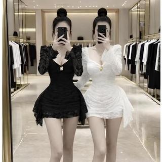 Đầm Ren Body Dự Tiệc Sang Chảnh Thiết Kế Cổ Vuông Tay Loe Dáng Ngắn Kèm Quần Bảo Hộ Ld_Store Fashion
