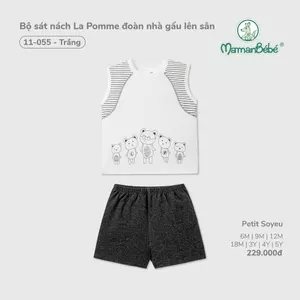 Bộ sát nách La Pomme đoàn nhà gấu lên sân - Sợi Petit Soyeu thoáng mát – Bé trai - 6M - 5Y