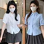Áo sơ mi nữ ngắn tay phồng búp sen xếp ly eo cột dây sau SM27L333