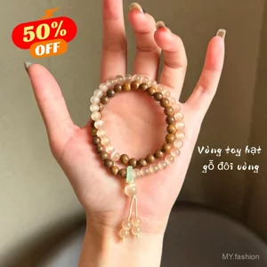 {Qingqiu Season} Vòng tay hình tròn đôi hạt gỗ ~ ~ Vòng tay quà tặng cặp đôi phong cách cổ điển có giá trị cao cho bé gái