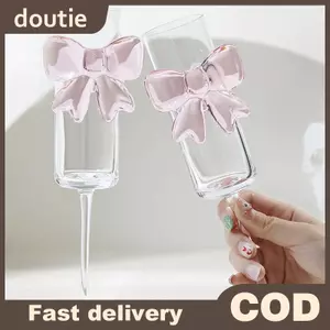 Doutie Sáng Tạo Nơ Màu Hồng Champagne Cao Ly Rượu Vang Lấp Lánh Kính Rượu Cho Gia Đình Ngày Lễ Và Đám Cưới VN