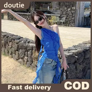 Doutie Áo Khoác Ngoài Chấm Bi Xù Viền Không Tay Cho Mùa Hè