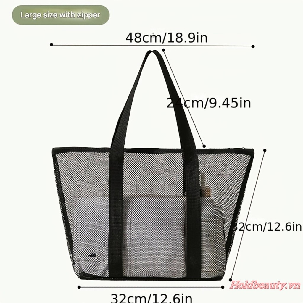 Túi lưới tote mùa hè, dùng cho bãi biển, dễ gấp gọn