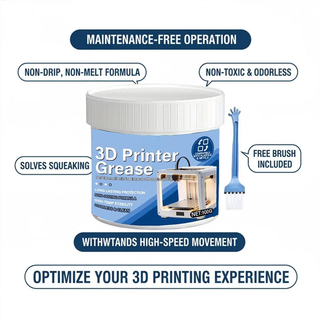 Mỡ Máy In 3D 100g Dầu Bôi Trơn Bánh Răng Có Bàn Chải Cho Tuyến Tính Hướng Dẫn Đường Sắt Máy Làm Việc Phụ Tùng Ô Tô mueadsyvn
