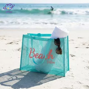 Túi Tote lưới lớn có thể tái sử dụng HFTOY dành cho nữ Túi nhẹ bền bỉ dành cho chuyến du lịch và chuyến đi bên hồ bơi ~
