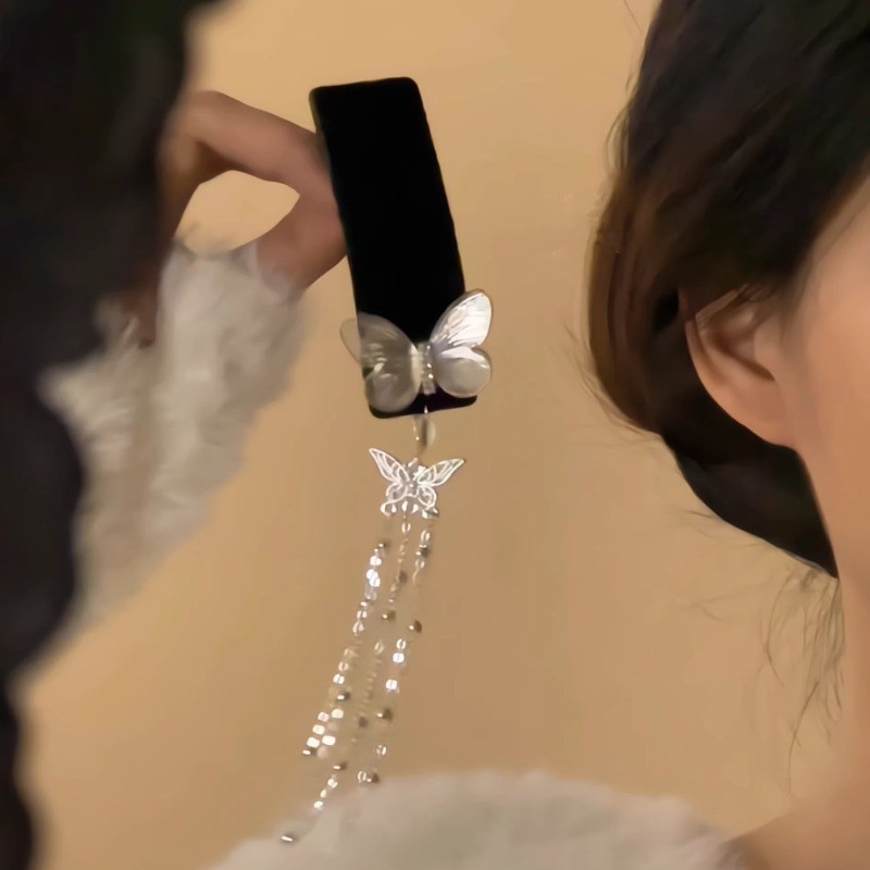 Bướm bóng ánh sáng gạc phong cách retro - Kẹp tóc nữ