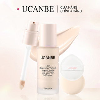 Kem nền 2 trong 1 UCANBE + Kem che khuyết điểm, Trang điểm mờ lâu trôi che phủ toàn diện cho da bình thường, kết hợp và dầu, Công thức chống nước có thể xây dựng với axit Hyaluronic