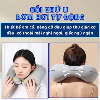 【COD】Gối du lịch thông minh tự phồng với thiết kế chữ U, không chiếm diện tích và dễ dàng mang theo bên mình.